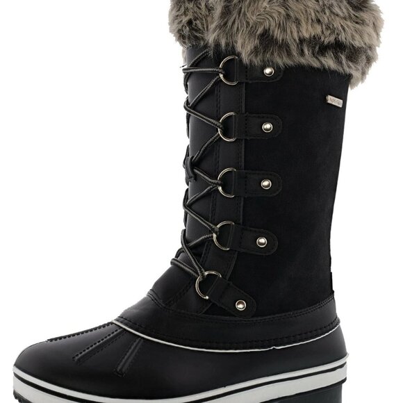 Spring Step Shoes - Fur Trim Waterproof Duckboot | Lace-Up & Zip | NIB | US 8 EU 39
